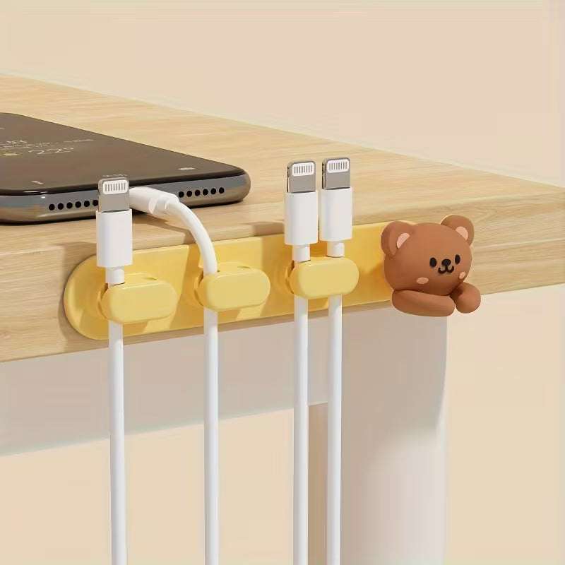 A Set of 2/3 Cute Animal Desktop Multifunctional Wire Organizers And Cable Clips. Practical