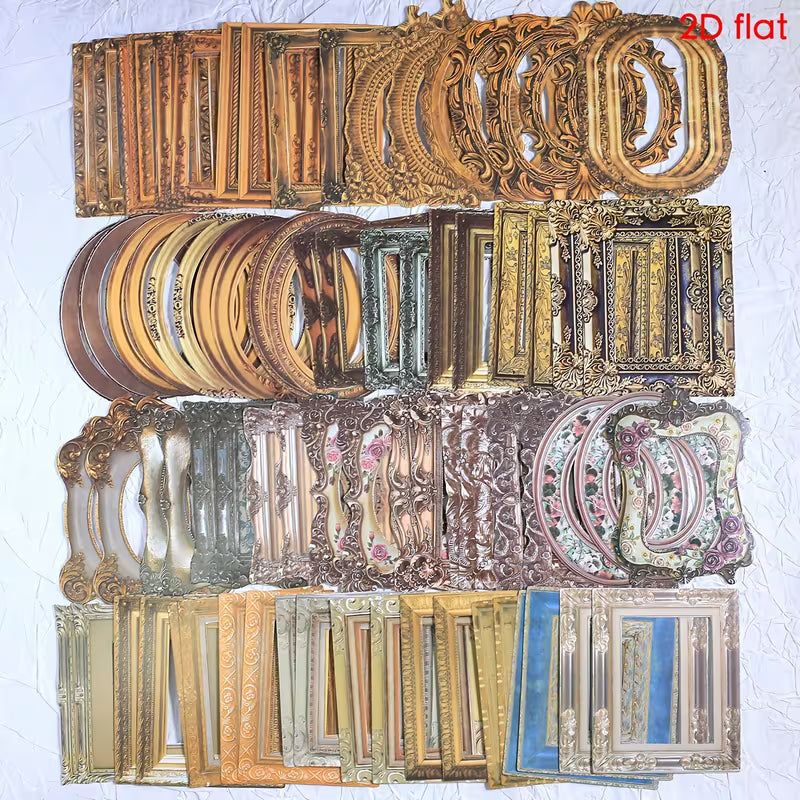 80pcs Frame Sticker Pack 2D Flat Vintage Sticker Cutout Frame Decor Sticker Junk Journal Supplies