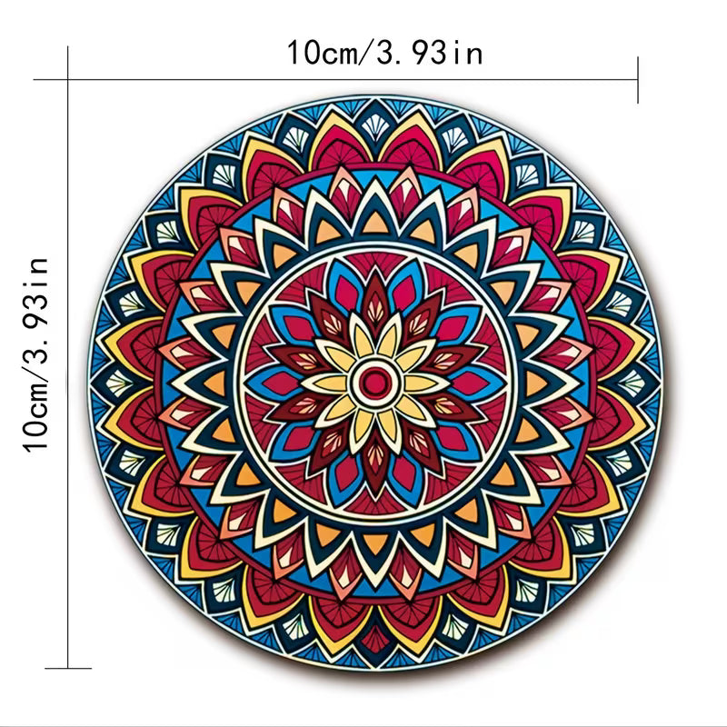 8pcs Wooden Mandala Coasters Set - Essential for Holiday Gatherings, Bars, Offices, Homes