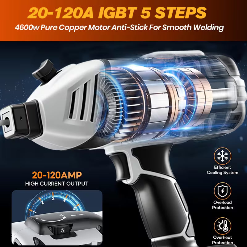 SANK 110V ARC Welder, IGBT Inverter Handheld Welding Machine with 5-Level Digital Current Control