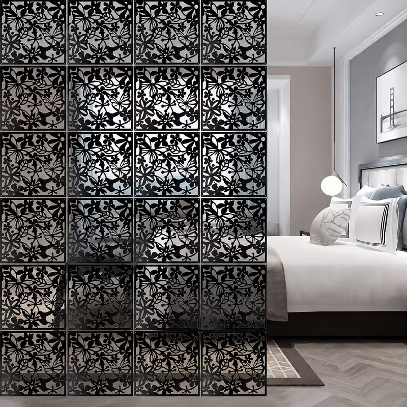 12pcs Art Deco Plastic Room Divider Panels | Set, Wooden