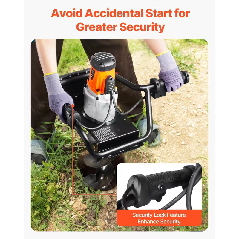 VEVOR Electric Post Hole Digger 1500W Powerful Motor with 5.71 in Auger Bit