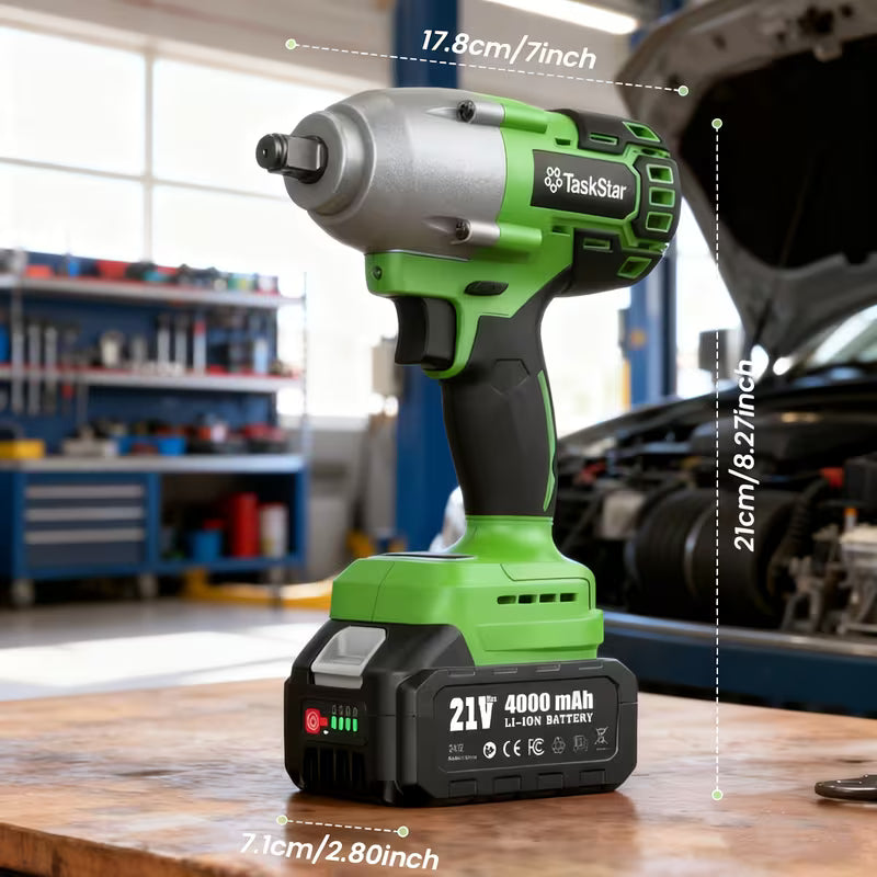 800N.m 1/2 Inch Cordless Electric Impact Gun+40N.m Electric Ratchet Wrench, Variable Speed Trigger
