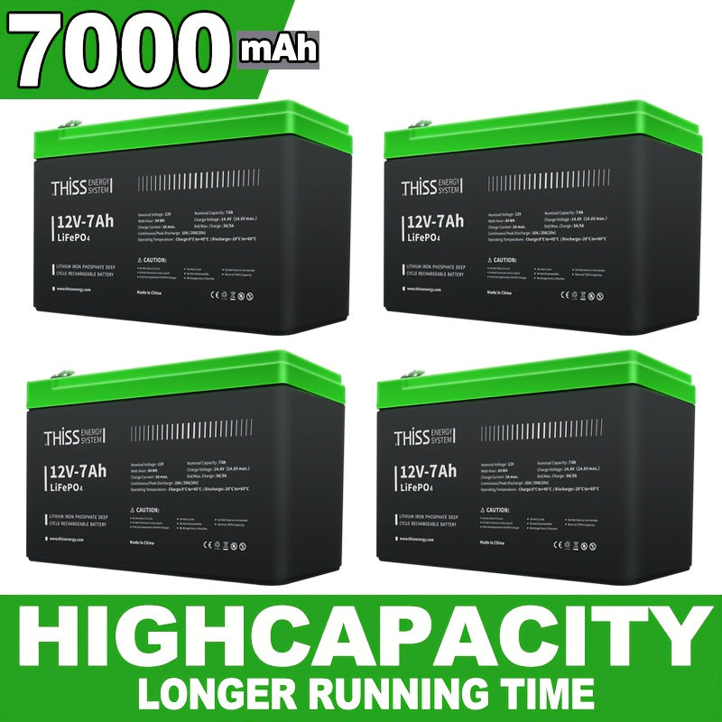 4-Pack 12V 7Ah Lifepo4 Lithium Batteries, 3000+ Deep Cycles Battery