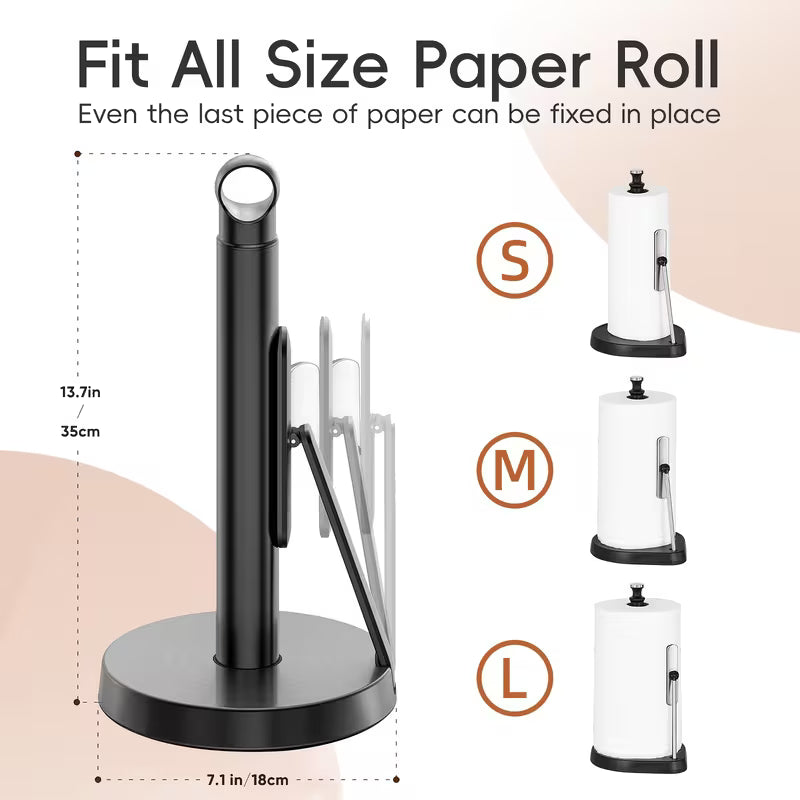 Heavy-Duty Stainless Steel Paper Towel Holder with Tension Arm-Easy One-Handed Tear