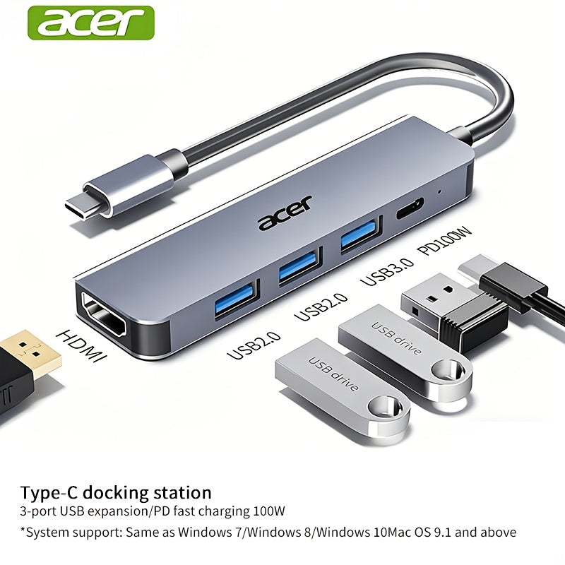 Acer USB-C Dock with HDTV Adapter & PD Charger