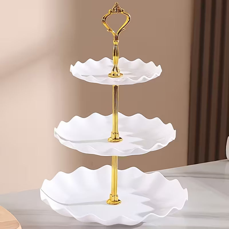 Detachable Lightweight Plastic Dessert Display Stand - Elegant 3-Tier Cake Stand for Layered