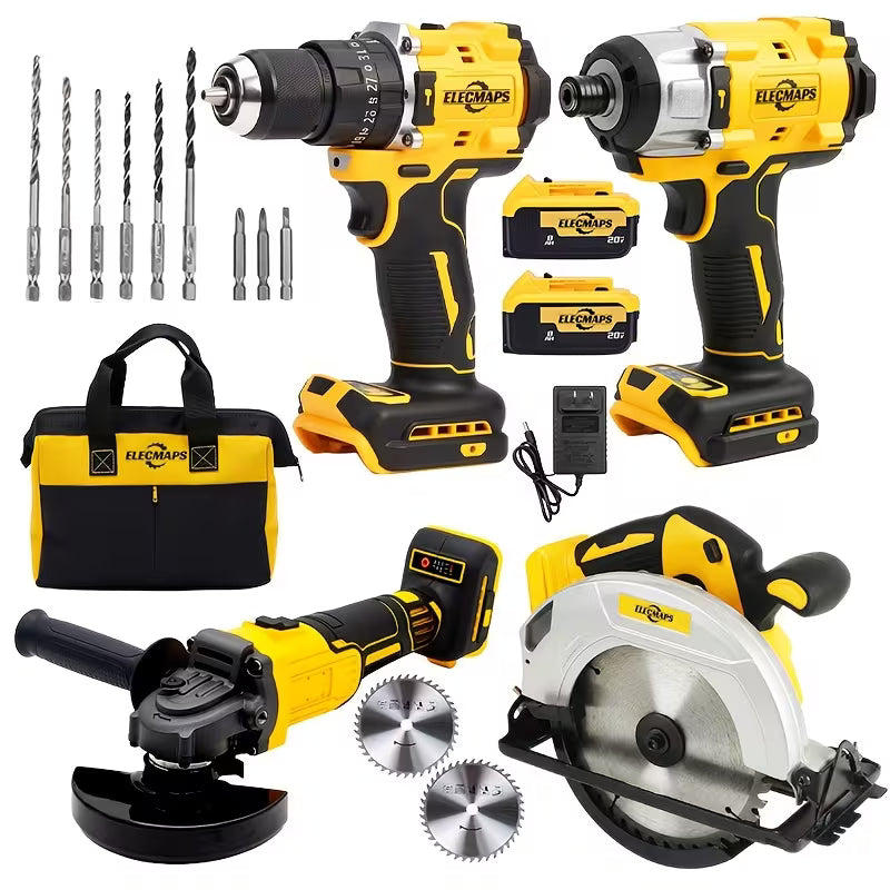 For Dewalt 20V Brushless Power Tool Set, Compact, Including Cordless Drill/Grinder, Screwdriver