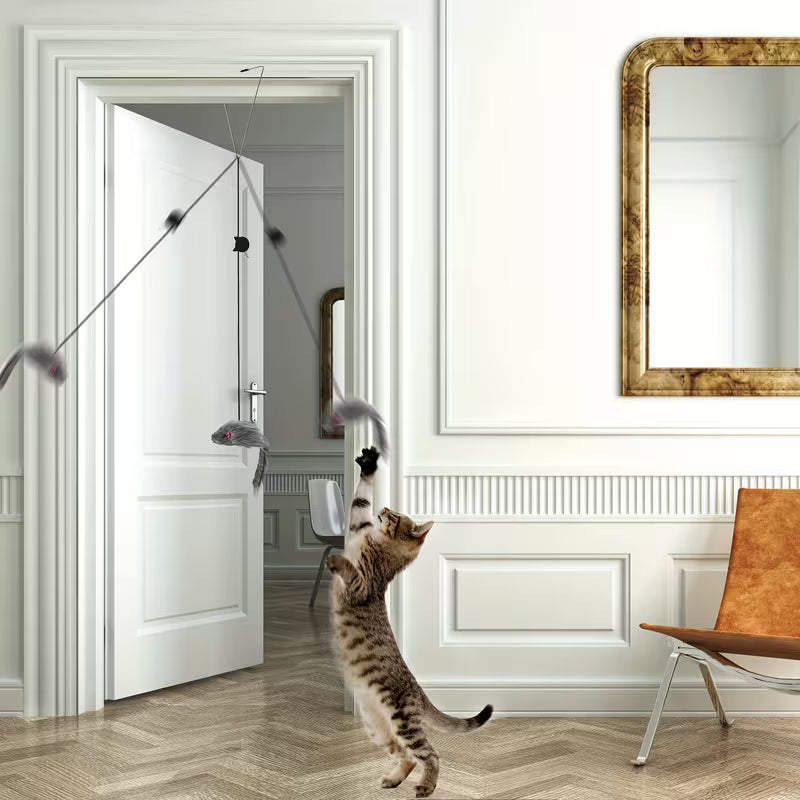 2-Piece Adjustable Hanging Cat Toy for Interactive Teasing and Playful