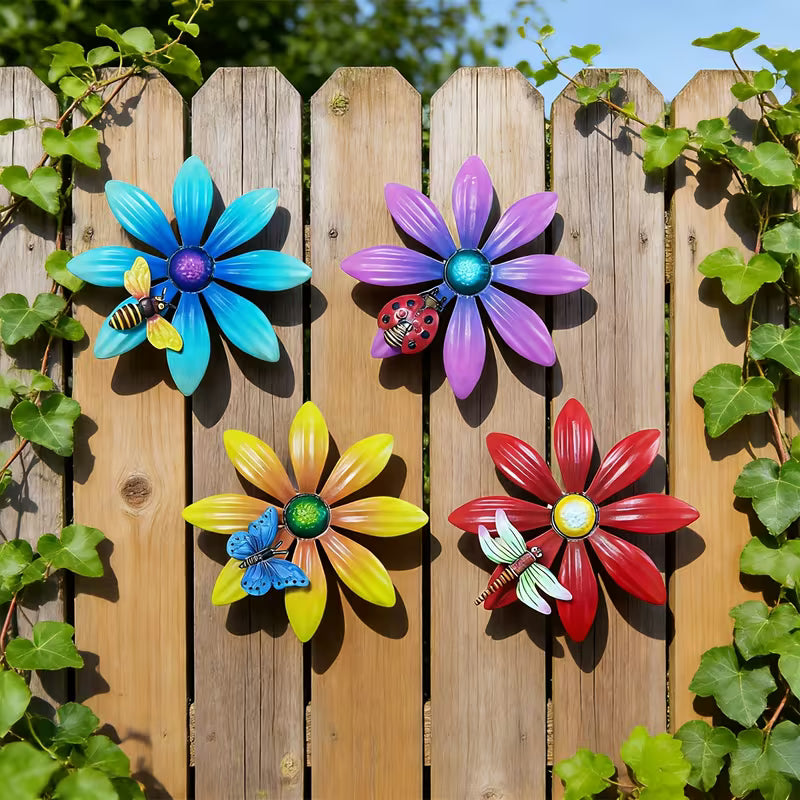4pcs 4pcs Metal Daisy Wall Decor Suitable for Garden/Patio/Wedding/Holiday