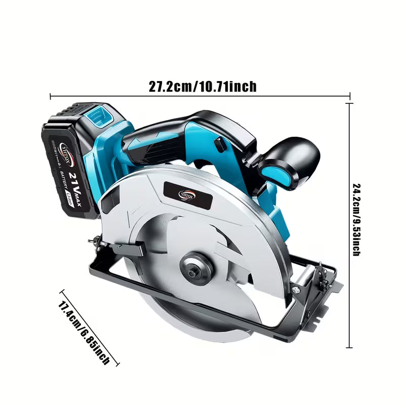 21V 6.0Ah Cordless Circular Saw, Handheld Cordless Electric Circular Saw