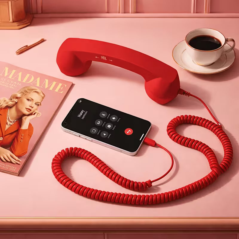 Phone Handset for Cell Phone, Anti-Radiation Type-C Retro Phone Handset, Ergonomic Comfort