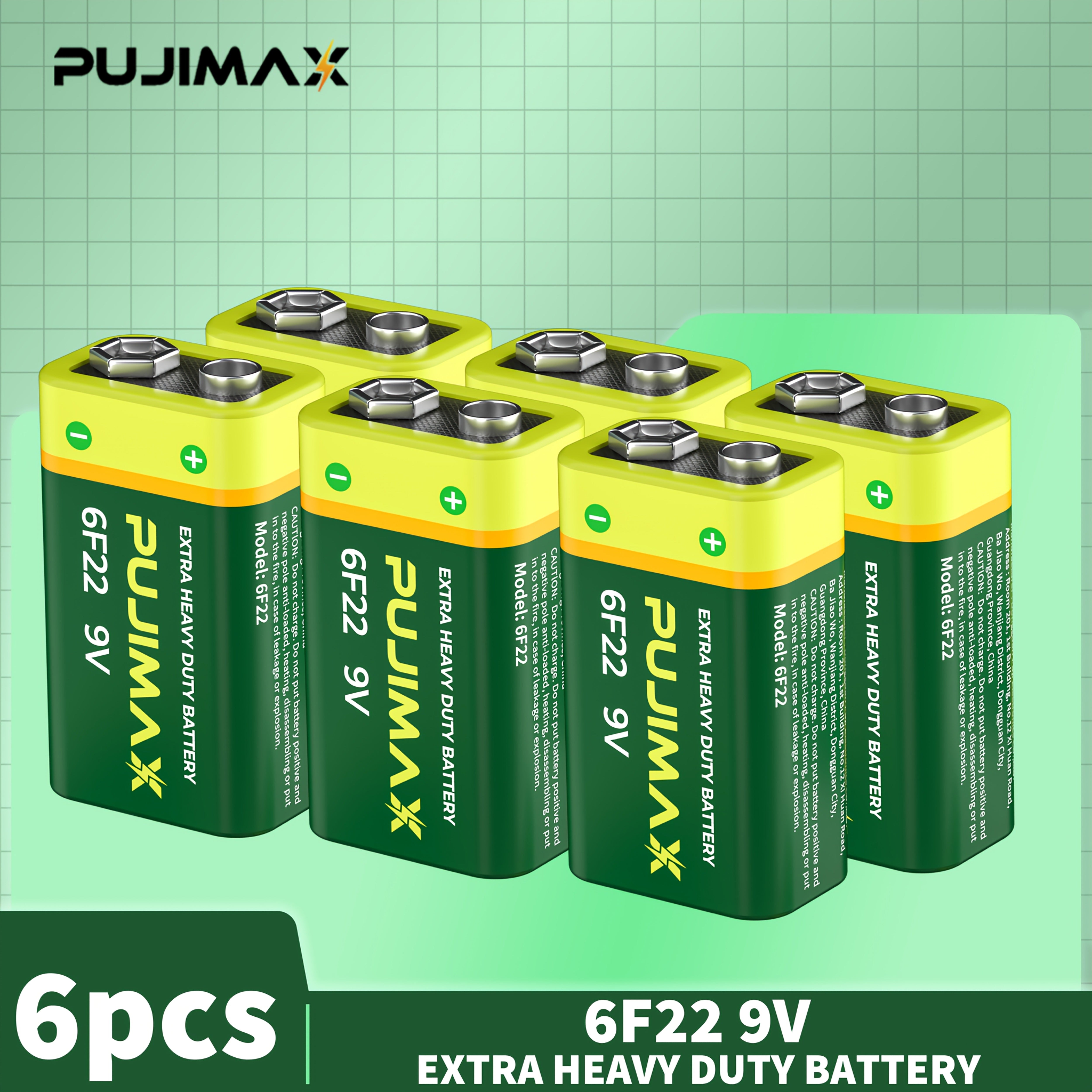 2/4/6/8 Sections PUJIMAX 9V Heavy-Duty Non-Rechargeable Battery - Long-Lasting Power