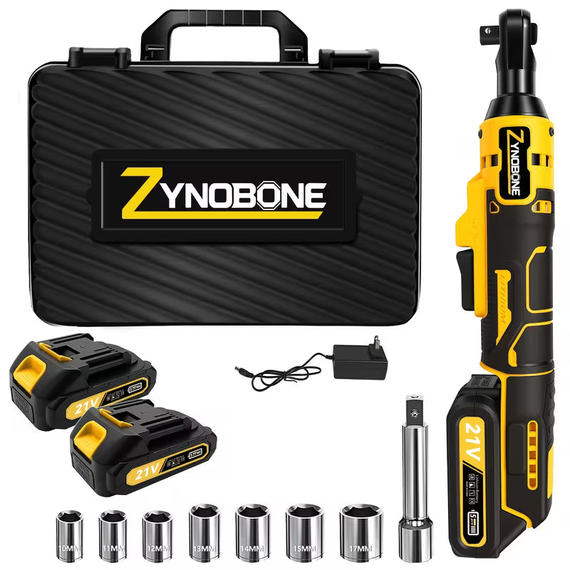 45 Foot Pound 21V Ratchet Wrench Set, 3/8-Inch Powerful Rotating Tool, Fast Charging
