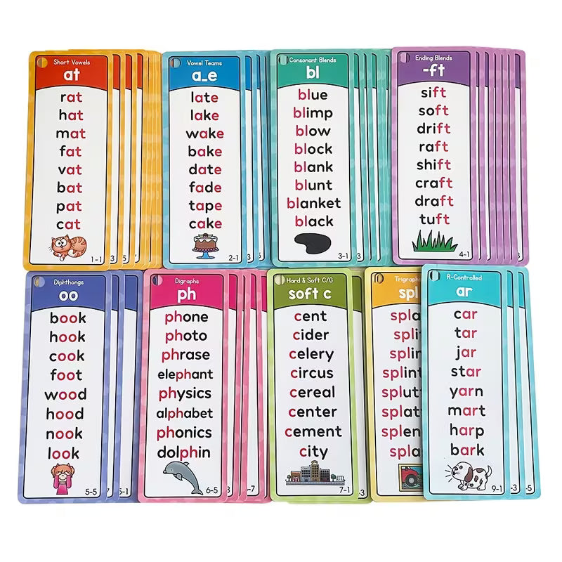 117 Groups Phonics Words Learining Flash Cards