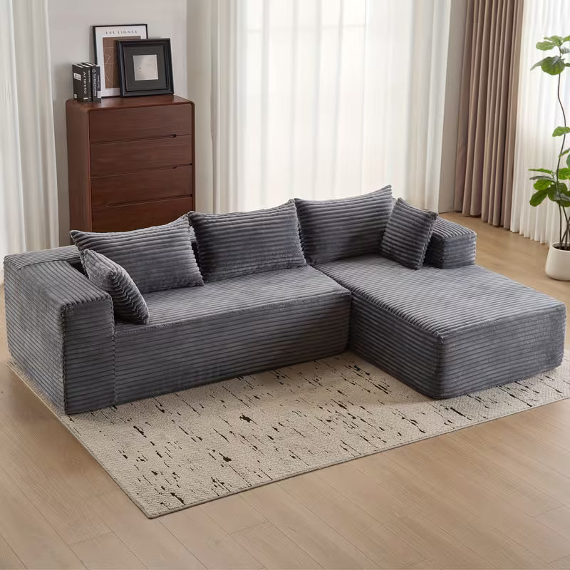 106" Cloud Sectional Couch, Grey
