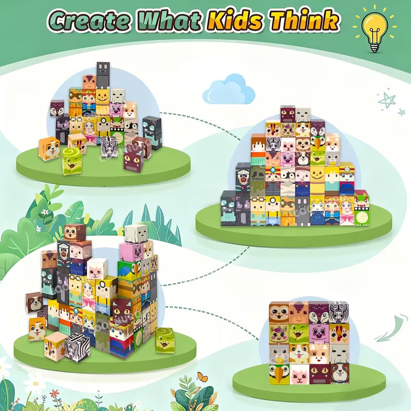 Magnetic Building Blocks with Animal and Human Themes