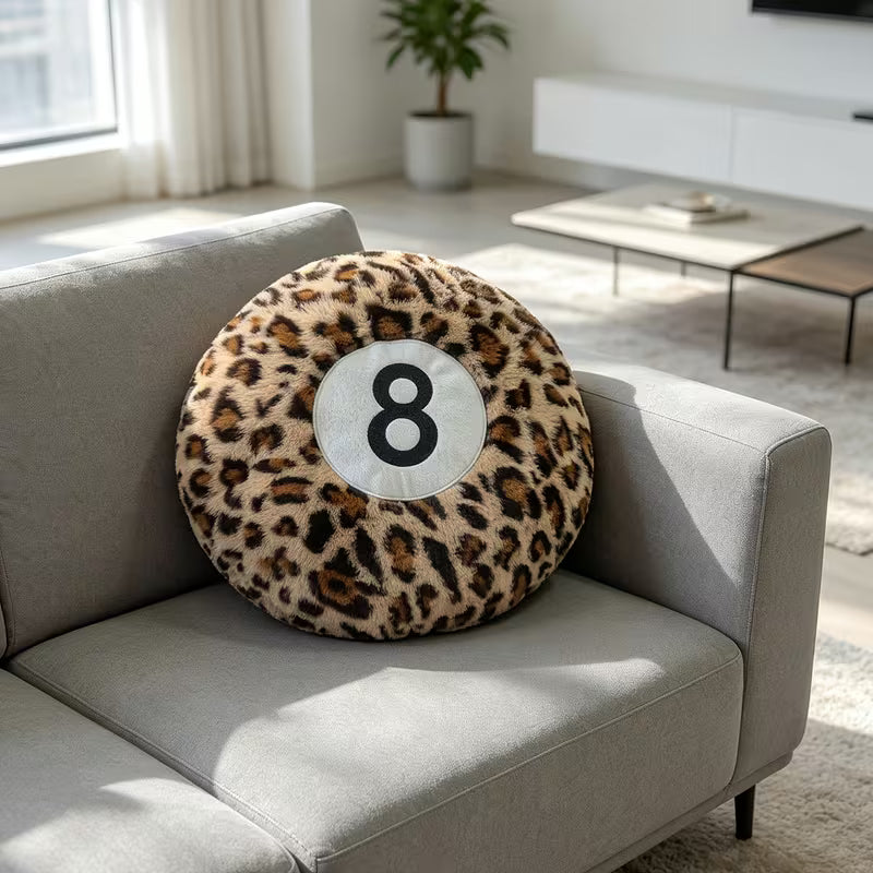 Retro Leopard Print Size 8 Round Plush Pillow Set
