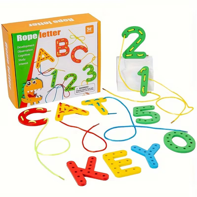 Number English Letter Recognition Kindergarten Handmade Threading Toy