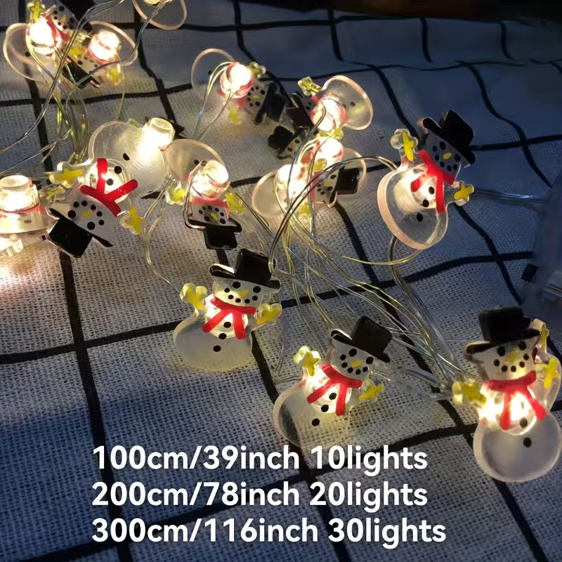 1pc 10-Light 20-Light Gift Box Snowman LED String Lights, Suitable for Christmas