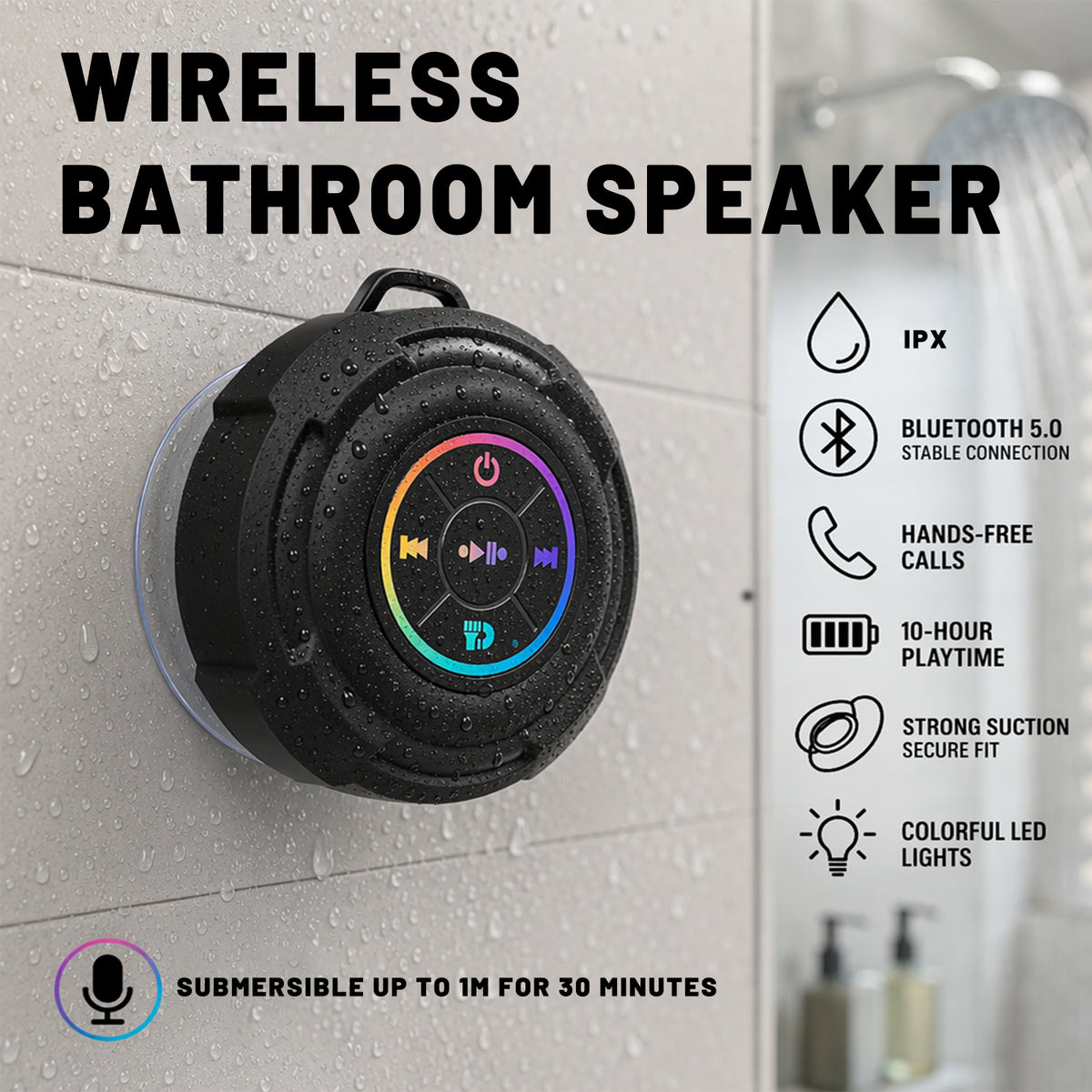 Wireless Wireless Speaker with Suction Cup Mount