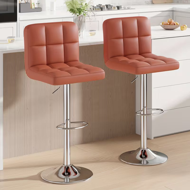 Set of 2/4 Bar Stools! These Adjustable PU Leather Swivel Stools Feature a Modern Design
