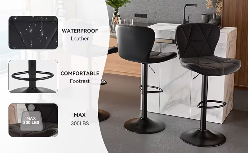 1/2/3/4pcs Modern Bar Stool, Adjustable Faux Leather Upholstered Swivel CounterStoolsFor Restaurant
