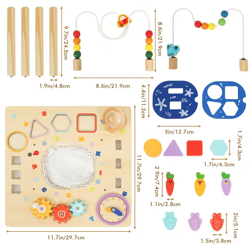 Wooden Activity Table for 1 Year Old 9-in-1
