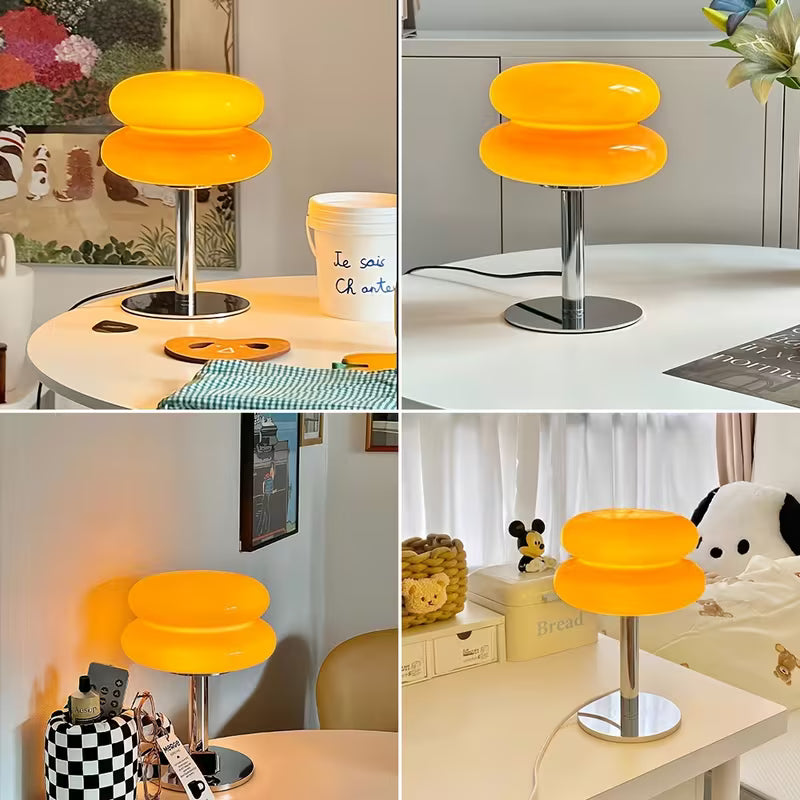 Table Lamp, Mushroom Lamp for Bedroom, Orange Modern Desk Lamp for Nightstand
