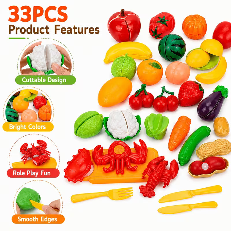 Apple 33-Piece Children's Kitchen Toy Food Set