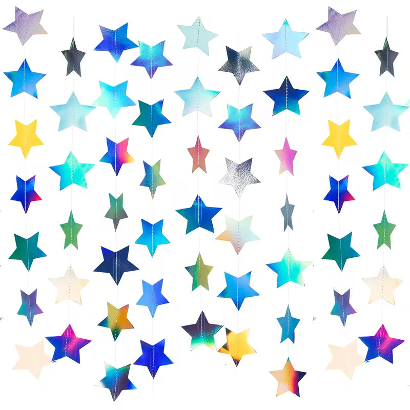 Star Garland Holographic Decor Party Streamers Twinkle Star