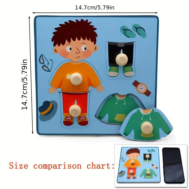Wooden Peg Puzzles for Toddlers 2+