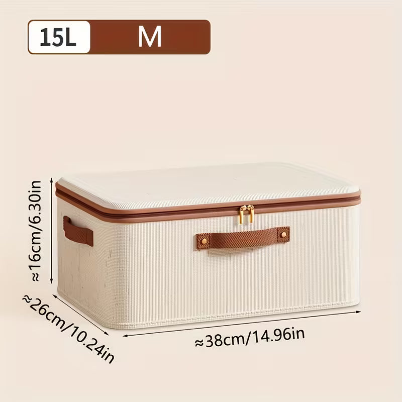 Foldable Linen Storage Box, Leather