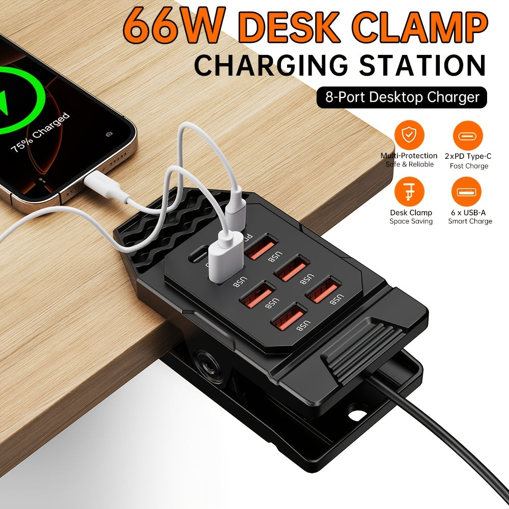 Model 1: 8-Port 66W Clip-On USB Charging Hub