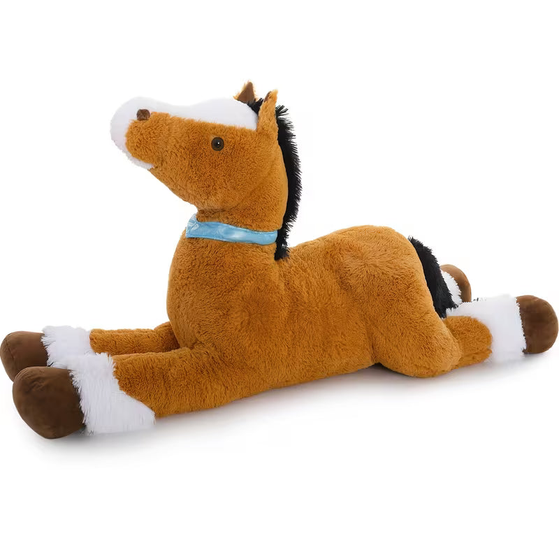 Morismos 4Ft Darkbrown Horse Stuffed Animals, 47Inches Realistic