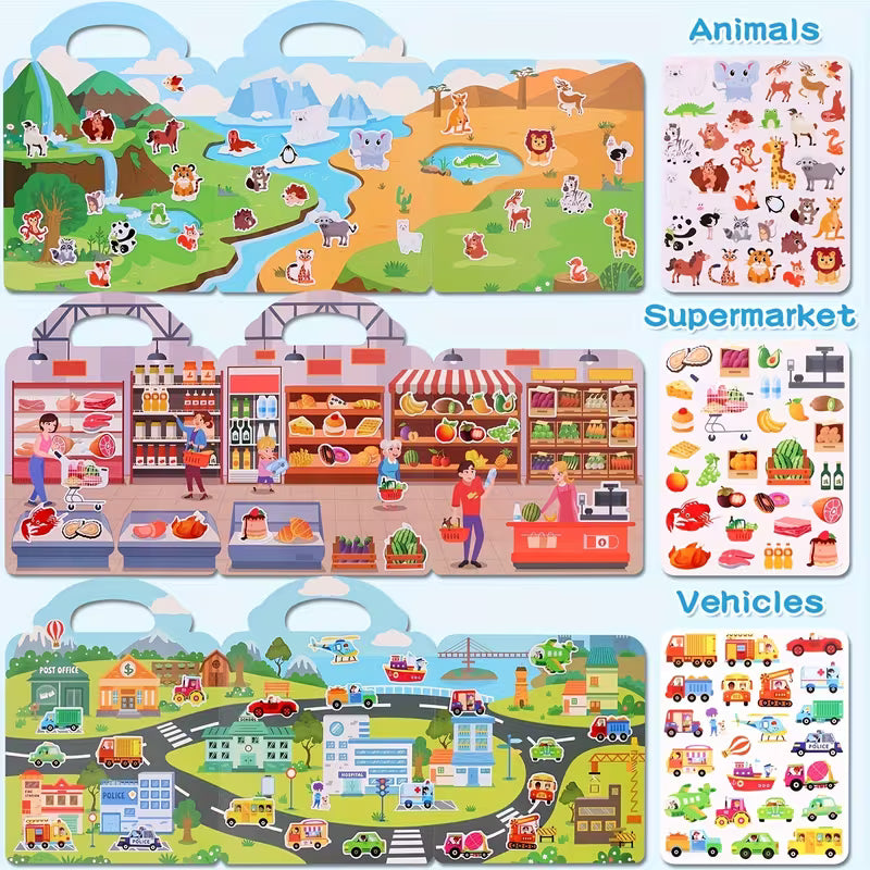 Portable Kids' Reusable DIY Sticker Books