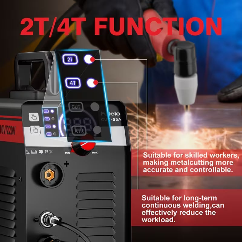 Futelo 55A Dual Voltage Plasma Cutter, 110V/220V, LED Display, Contact Pilot Arc, IGBT Inverter
