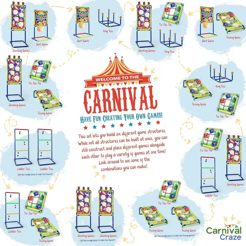 6-In-1 CARNIVAL CRAZE Games Set for Kids 5+– Ring Toss