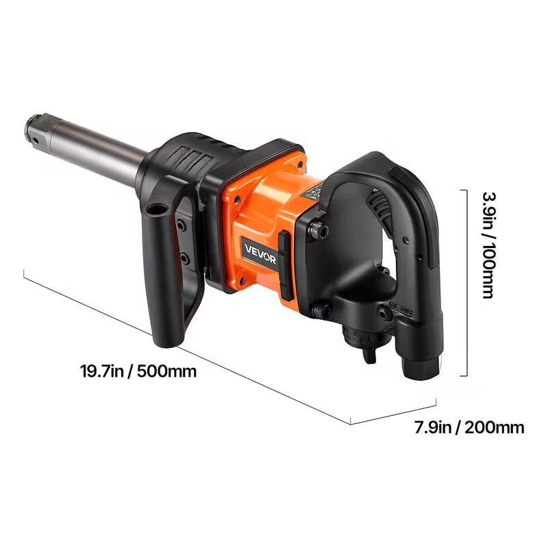 VEVOR 1-Inch Air Impact Wrench Up to 1800 ft-lbs Pneumatic Gun 6000RPM 6-Speed