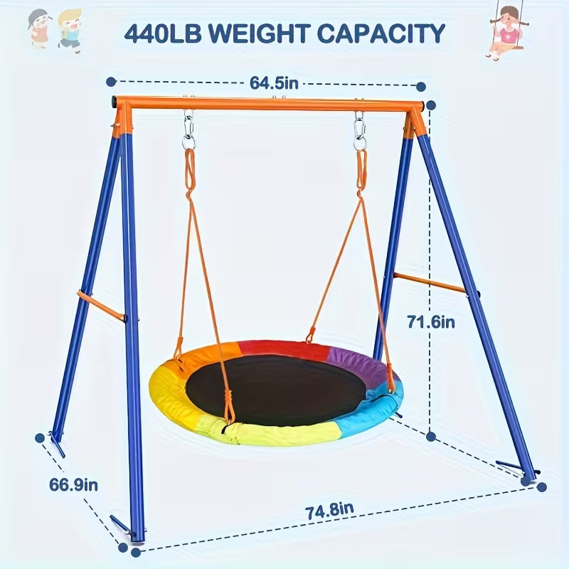 3-In-1 Kids Large Metal Swing Frame Toys 32ft