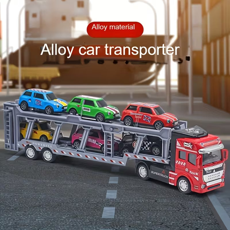 Alloy Double-layer Transport Vehicle with a Set of 6 Small Cars