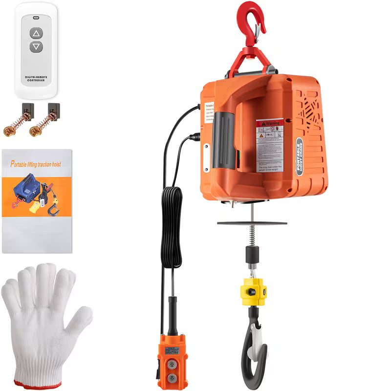 VEVOR 3-in-1 Electric Hoist Winch, 1100lbs Portable Electric Winch, 1500W 110V Power Winch Crane