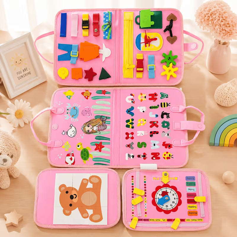 Lightweight Carry Handle Activity Board Including Multiple Buckle