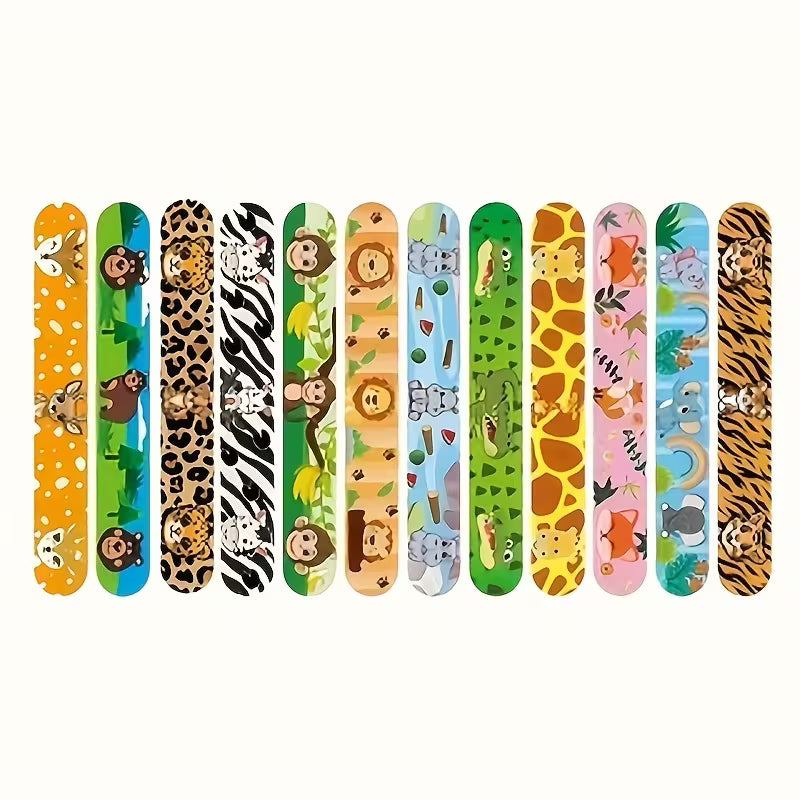 12/36-Piece Slap Bracelets Wristbands for Jungle Safari Party Favors