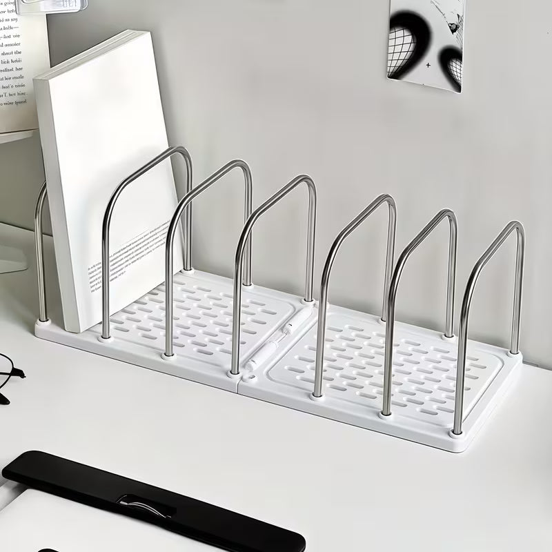 Stainless Steel + PP Material Desktop Bookshelf | Set, Stainless Steel