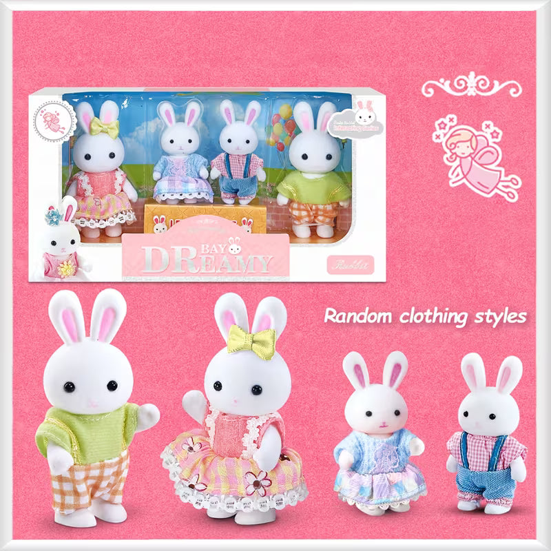 Cute Bunny Doll Set Featuring Four Adorable Rabbit Characters