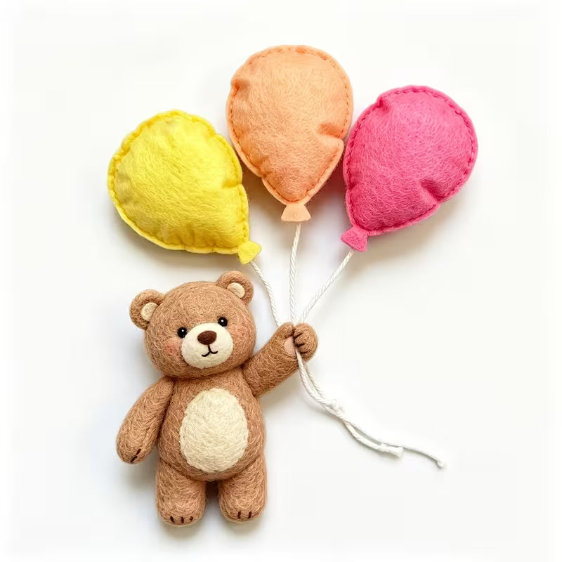 3D Felt Balloon Garland Banner, Pastel Stuffed Balloon
