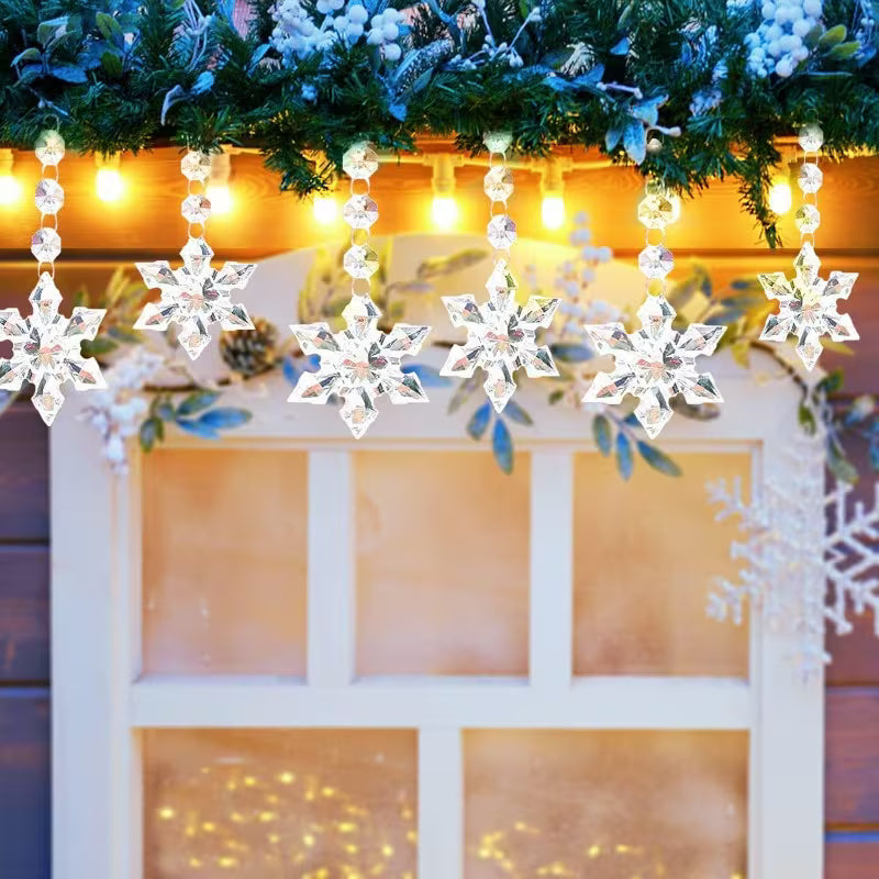 10pcs Christmas Snowflake Ornaments Acrylic Decorative Charms for Wedding Venue Decor