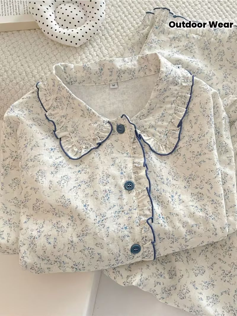 A High-Quality Retro-Style Women'S Floral Cardigan, Lapel Design, Two-Piece Set, Very Suitable