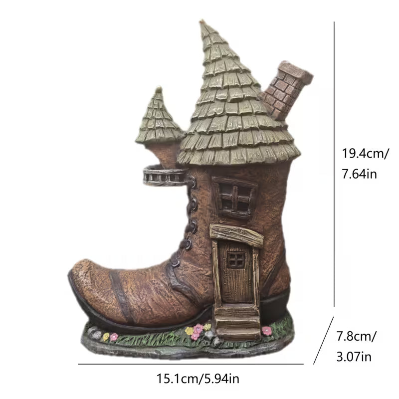 Resin Boot-Shaped House Statue Ornament, Resin